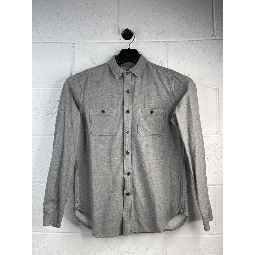 Wallace & Barnes J. Crew Mens Small Gray Solid Brushed Flannel Workshirt Cotton